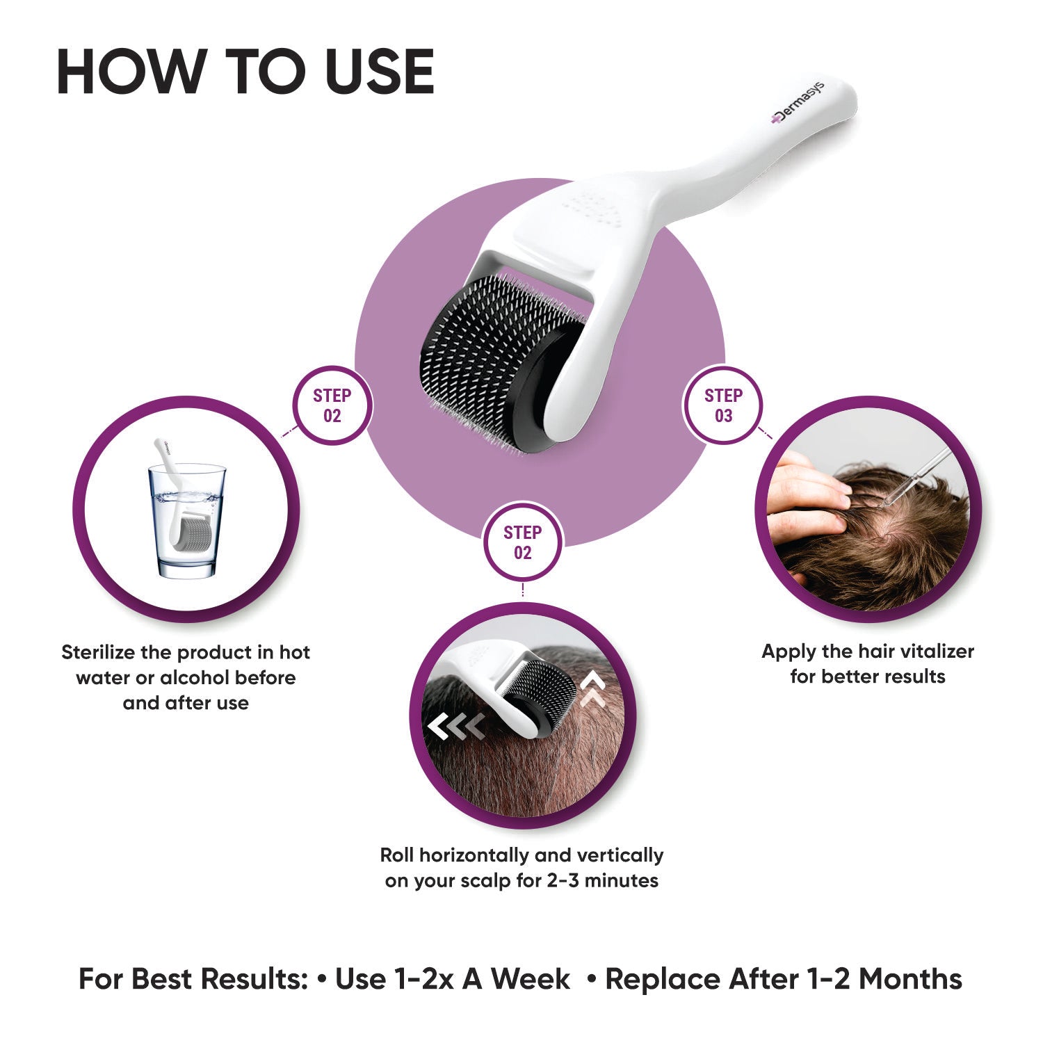 Hair needle roller used with microneedling hair growth serum